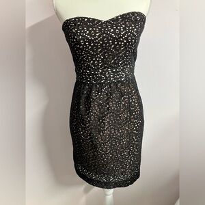 Women’s Strapless Mini Dress, Size M, Black/Pink, Lace Overlay, Forever 21